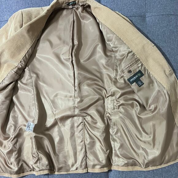Vintage Eddie Bauer Corduroy Jacket Men Large Tan 3 Button Blazer Indie Boho - Picture 9 of 10